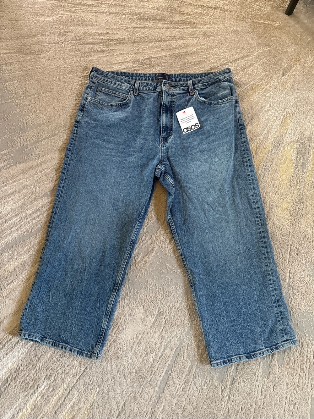 ASOS Relaxed straight jeans crop high rise size 16 new - Picture 10 of 11